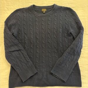 J. Crew Navy Cable Knit 100% Cashmere Sweater